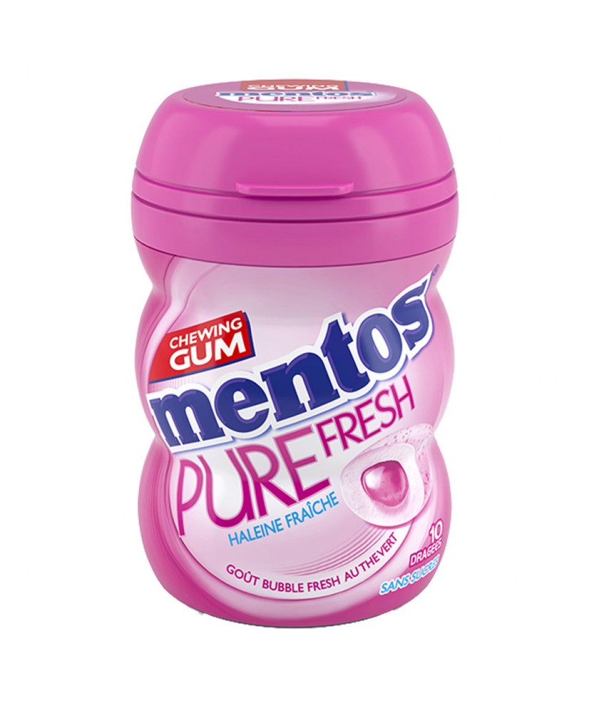 Chewing-gum sans sucre pure fresh goût fraise, Mentos ( 50 dragées)